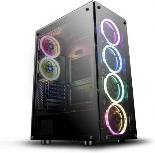 Κουτί υπολογιστή Darkflash Phantom (μαύρη) + 6 ανεμιστήρες RGB